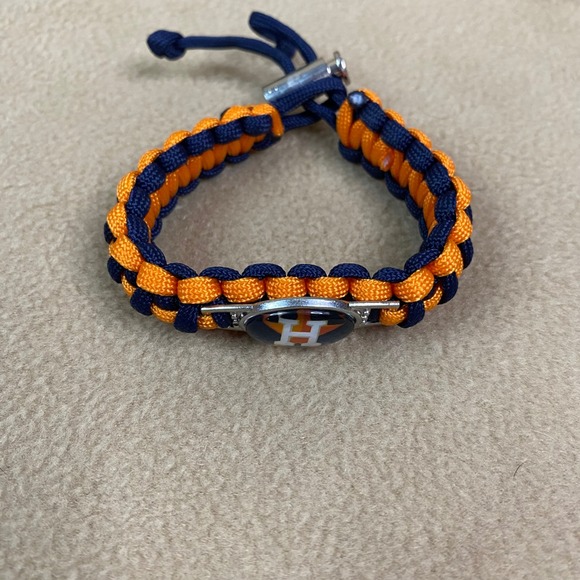 Houston Astros Paracord Bracelet Navy Orange Adjustable Fan Gear Baseball New - Picture 2 of 7